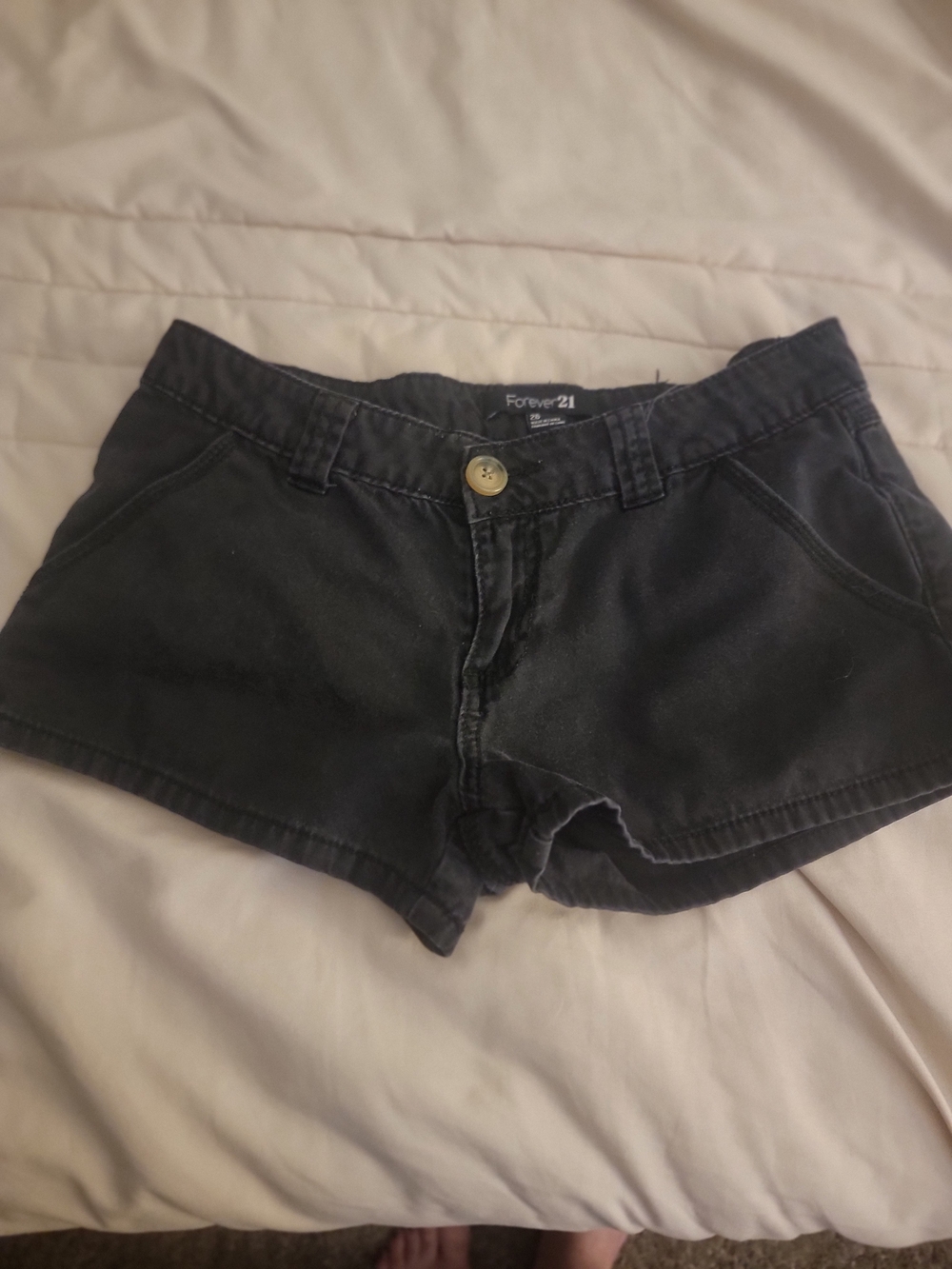 Forever 21 Black Low-Rise Denim Jean Shorts